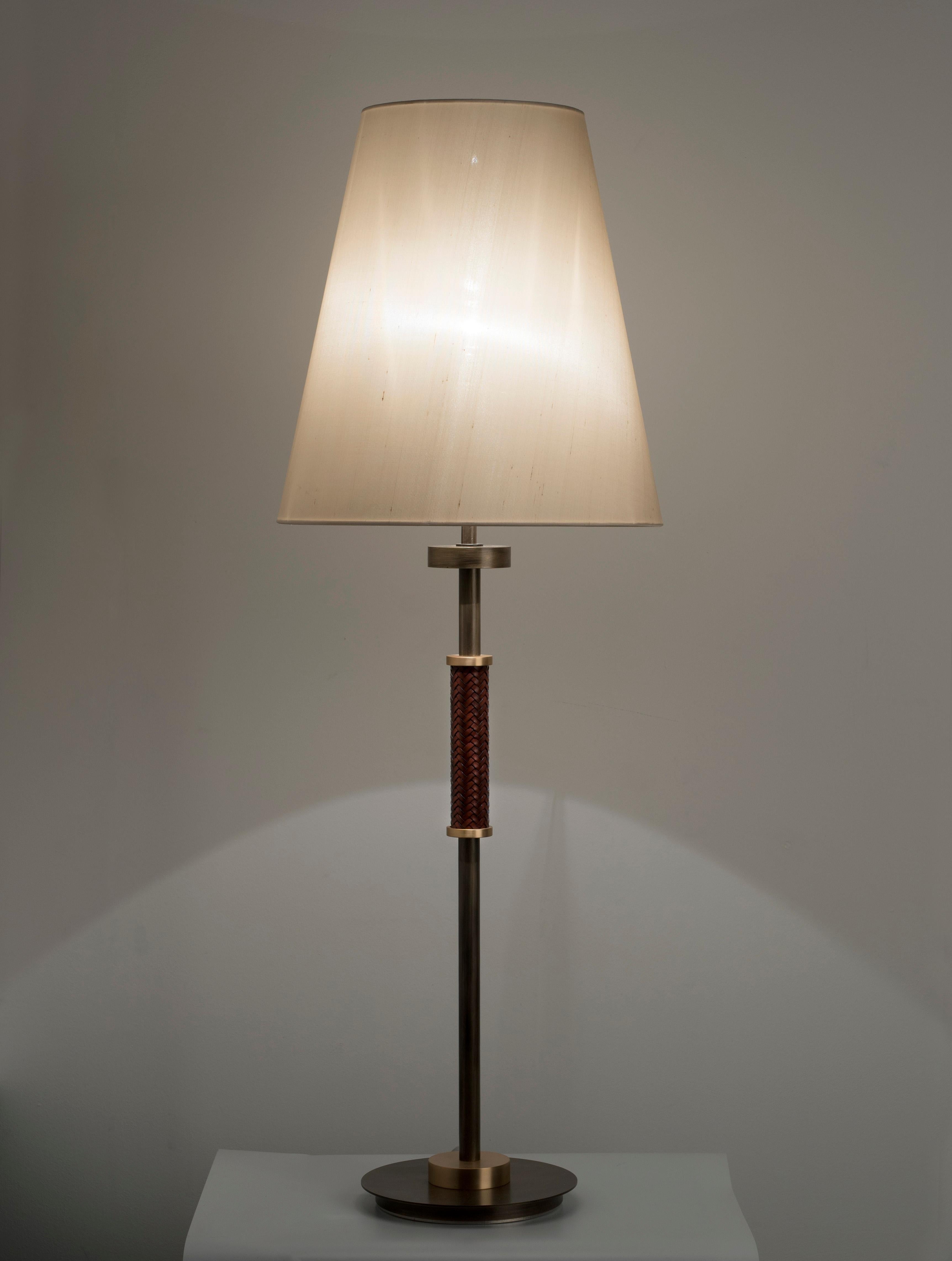 Moderne Lampe de bureau du 21e siècle en laiton bruni et or satiné Patrizia Garganti en vente