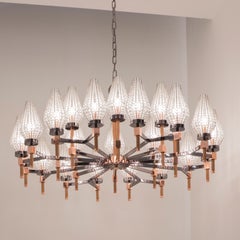 Lustre du 21e siècle en bronze et cuivre avec abat-jour en cristal Dew de Patrizia Garganti