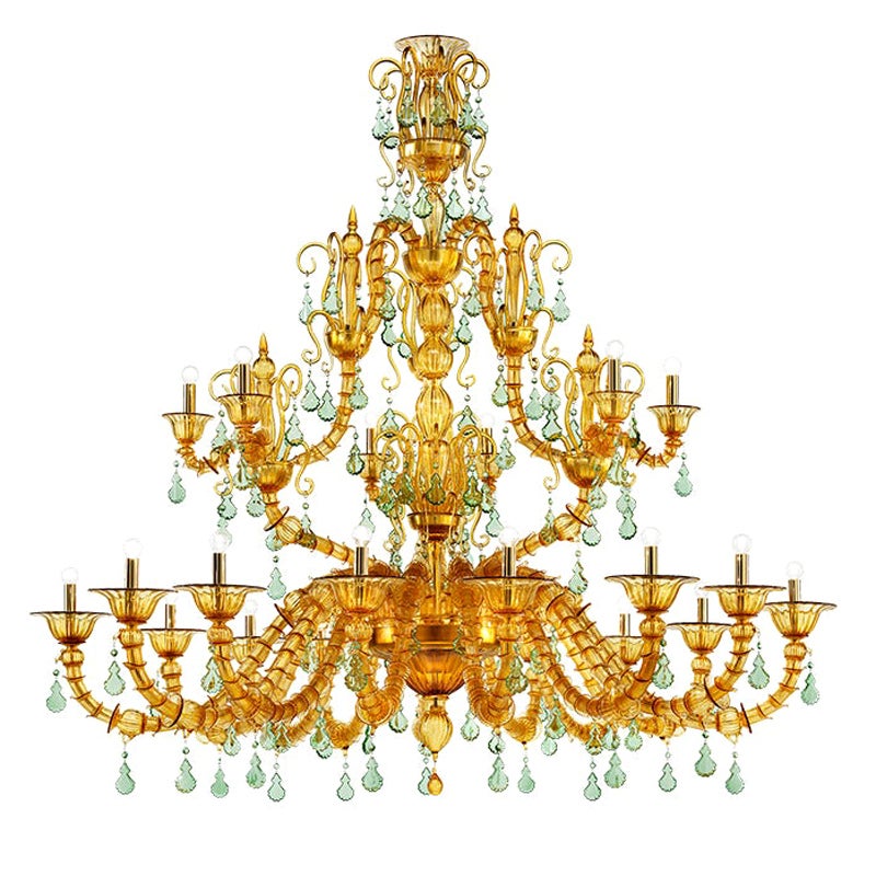 Lampadari Diamantei Extra Large del 21° secolo in giallo ambra & verde erba