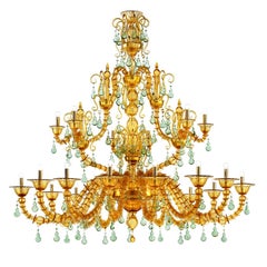 Lampadari Diamantei Extra Large del 21° secolo in giallo ambra & verde erba