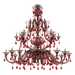 21e sicle Lustres Diamantei Extra Large en Amthyste/Rouge de Venini