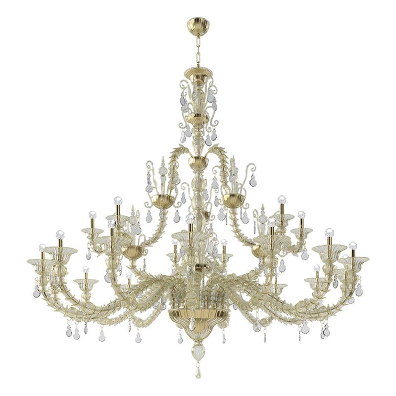 Lustres extra-larges Diamantei du 21e sicle en cristal feuille d'or et cristal