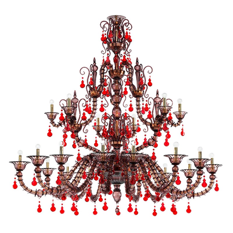 21e sicle Grandes Lustres Diamantei en Amthyste/Rouge de Venini