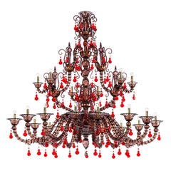 Lampadari Diamantei del XXI secolo in Améthyste/Rosso di Venini