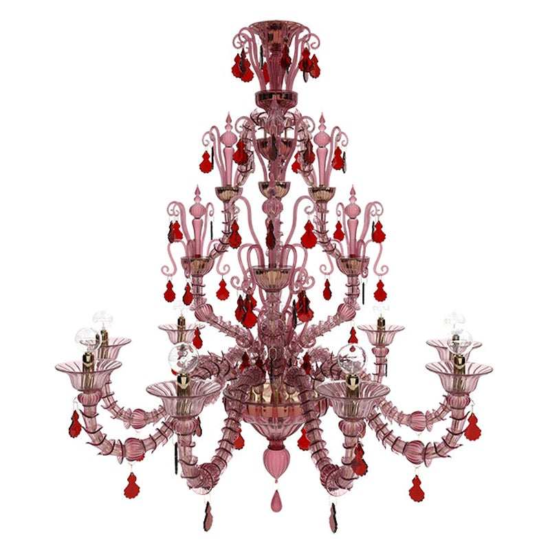 Lustres de taille moyenne Diamantei 21st Century en Amthyste/Rouge de Venini