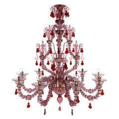 Lampadari Diamantei Medium del 21° secolo in Améthyste/Rosso di Venini