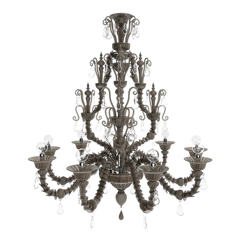 Lampadari Diamantei Medium del 21° secolo in grigio satinato di Venini