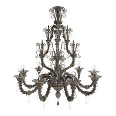 Lampadari Diamantei Medium del 21° secolo in grigio satinato di Venini