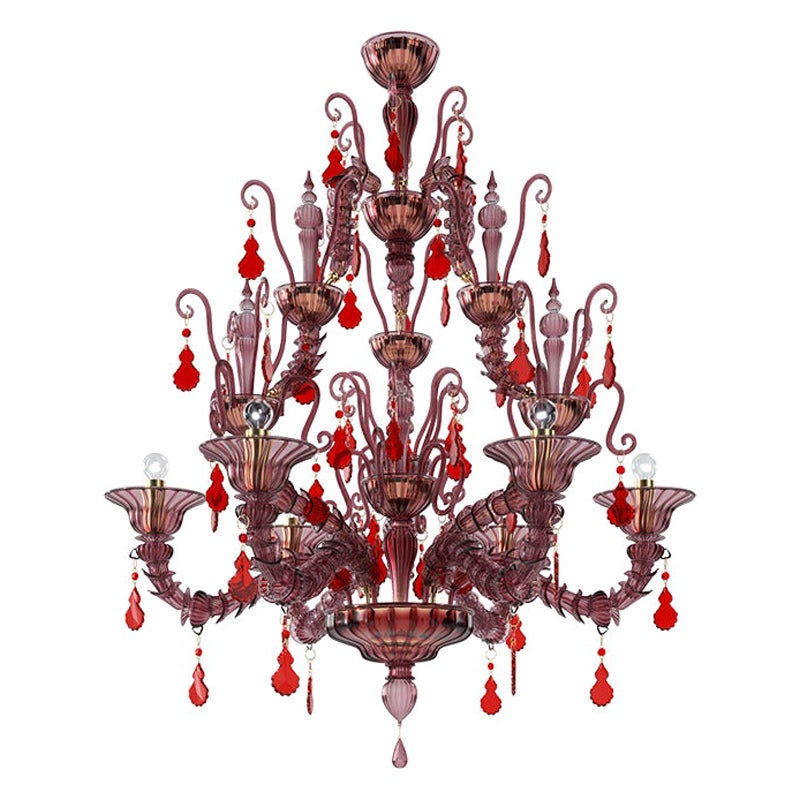 21e sicle Diamantei Petit Lustre en Amthyste / Rouge par Venini