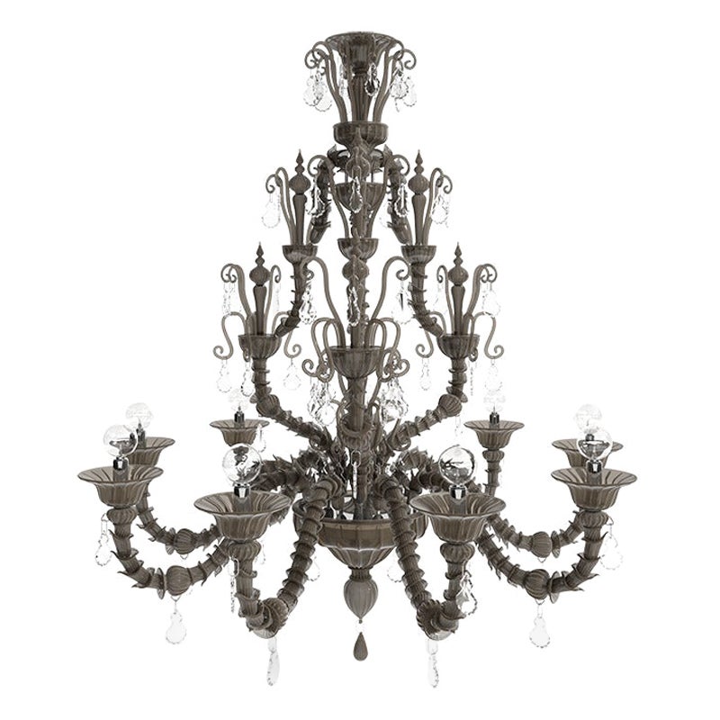 Lampadari Diamantei Small del 21° secolo in grigio satinato di Venini