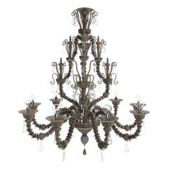 Lampadari Diamantei Small del 21° secolo in grigio satinato di Venini