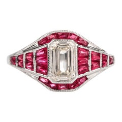 21st Century Diamond Ruby 18 Karat White Gold Engagement Ring