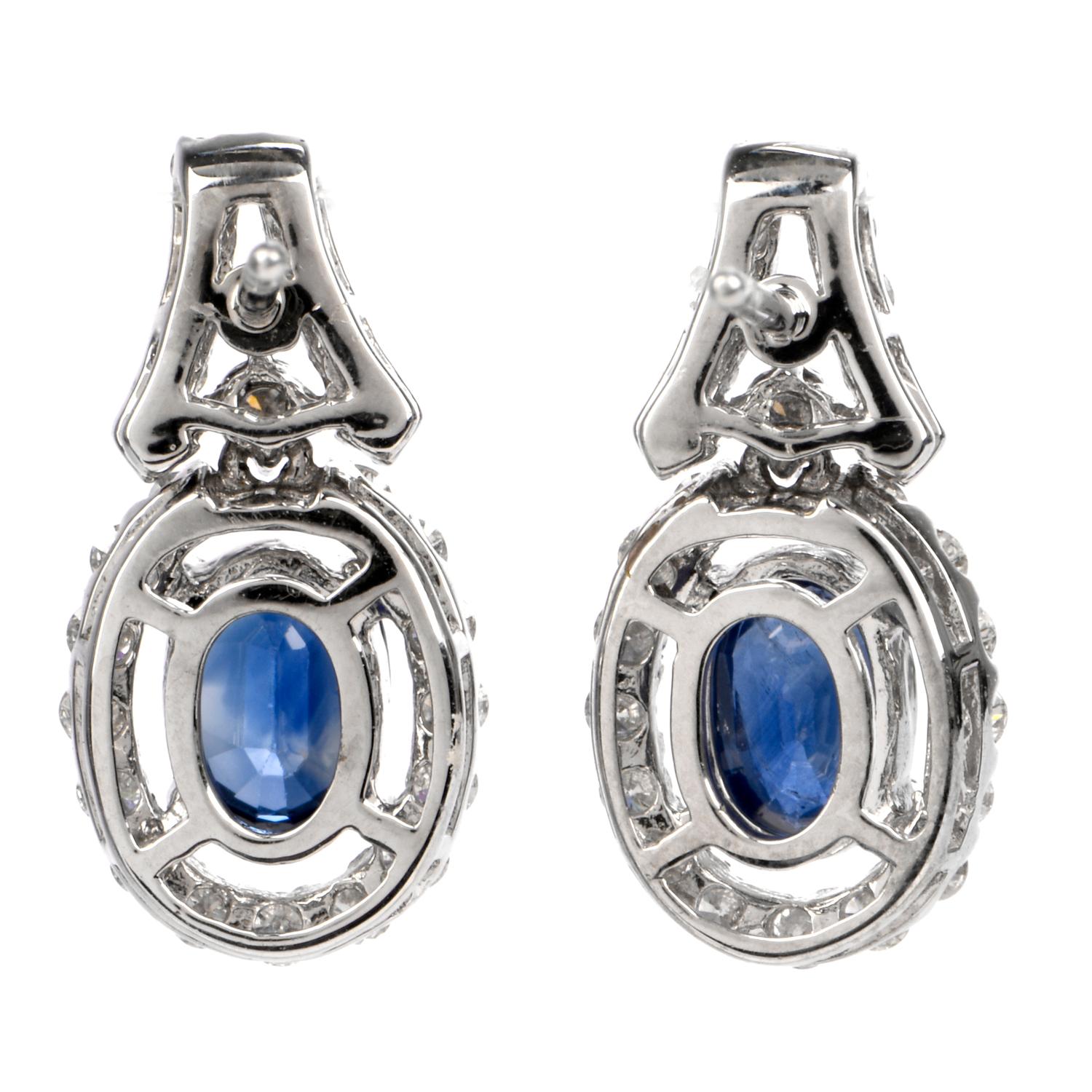 21st Century Diamond Sapphire 18 Karat Gold Drop Earrings (Rundschliff)