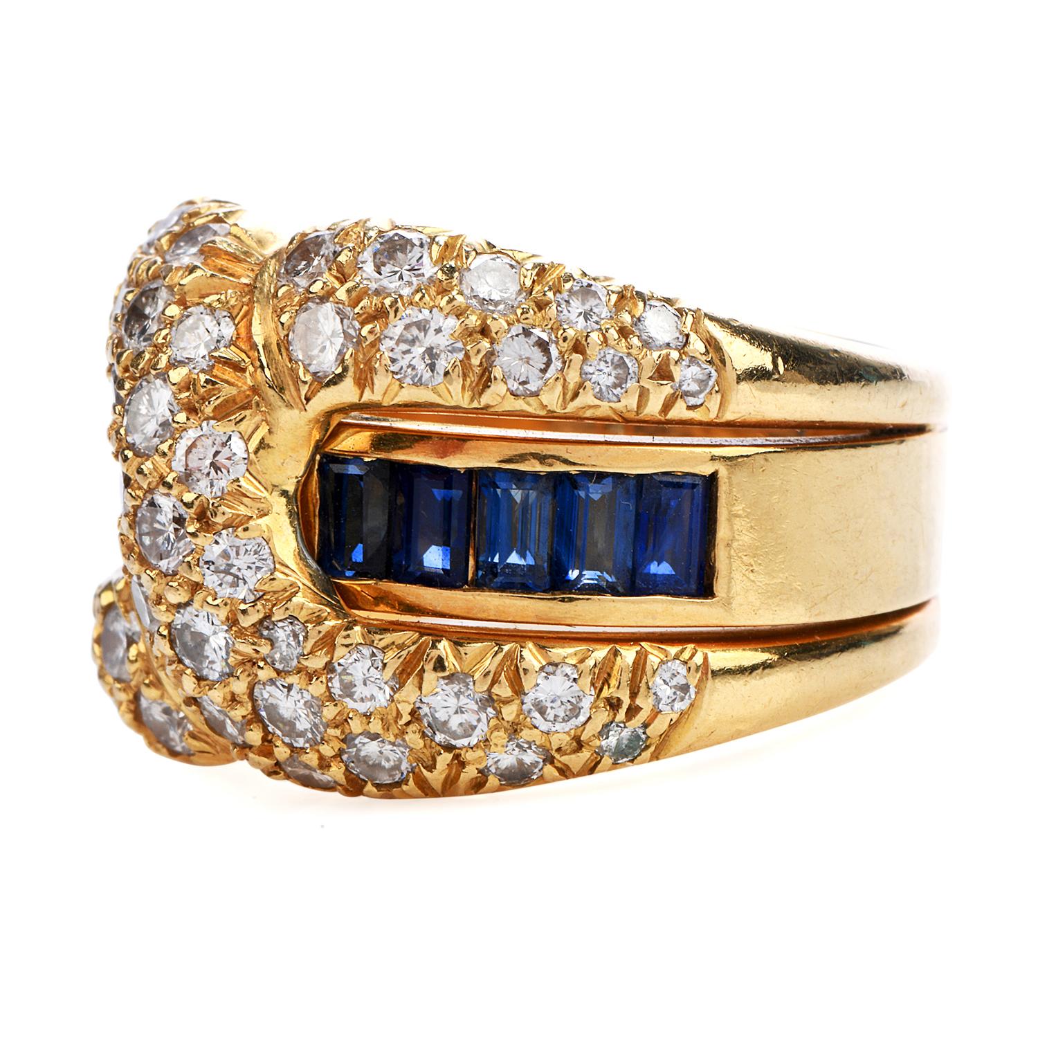 18 Karat Gold Ring 'X' mit Diamant und Saphir, 21. Jahrhundert (Romantik) im Angebot