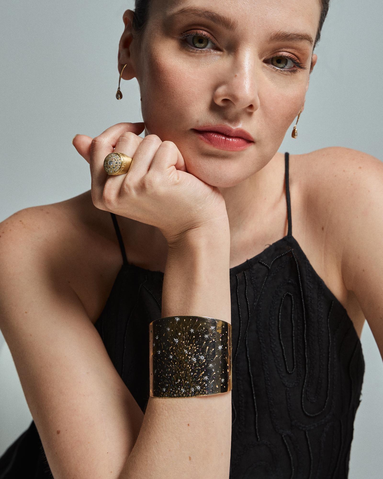 21st Century Diamonds Rubies Emeralds Sapphires 18 Karat Black Gold Bracelet For Sale 4