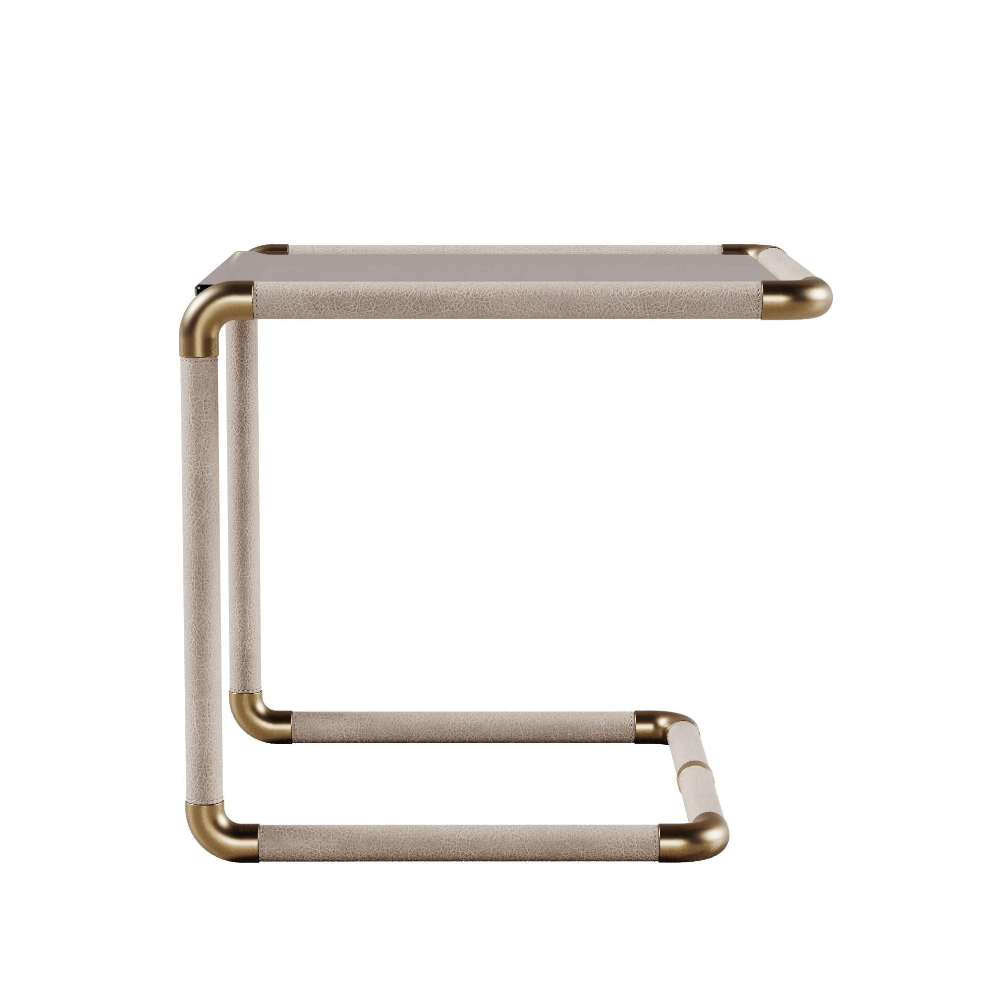 Contemporary 21st Century Dickson Side Table Aged Brushed Brass and Bronze Glass by Porus For Sale