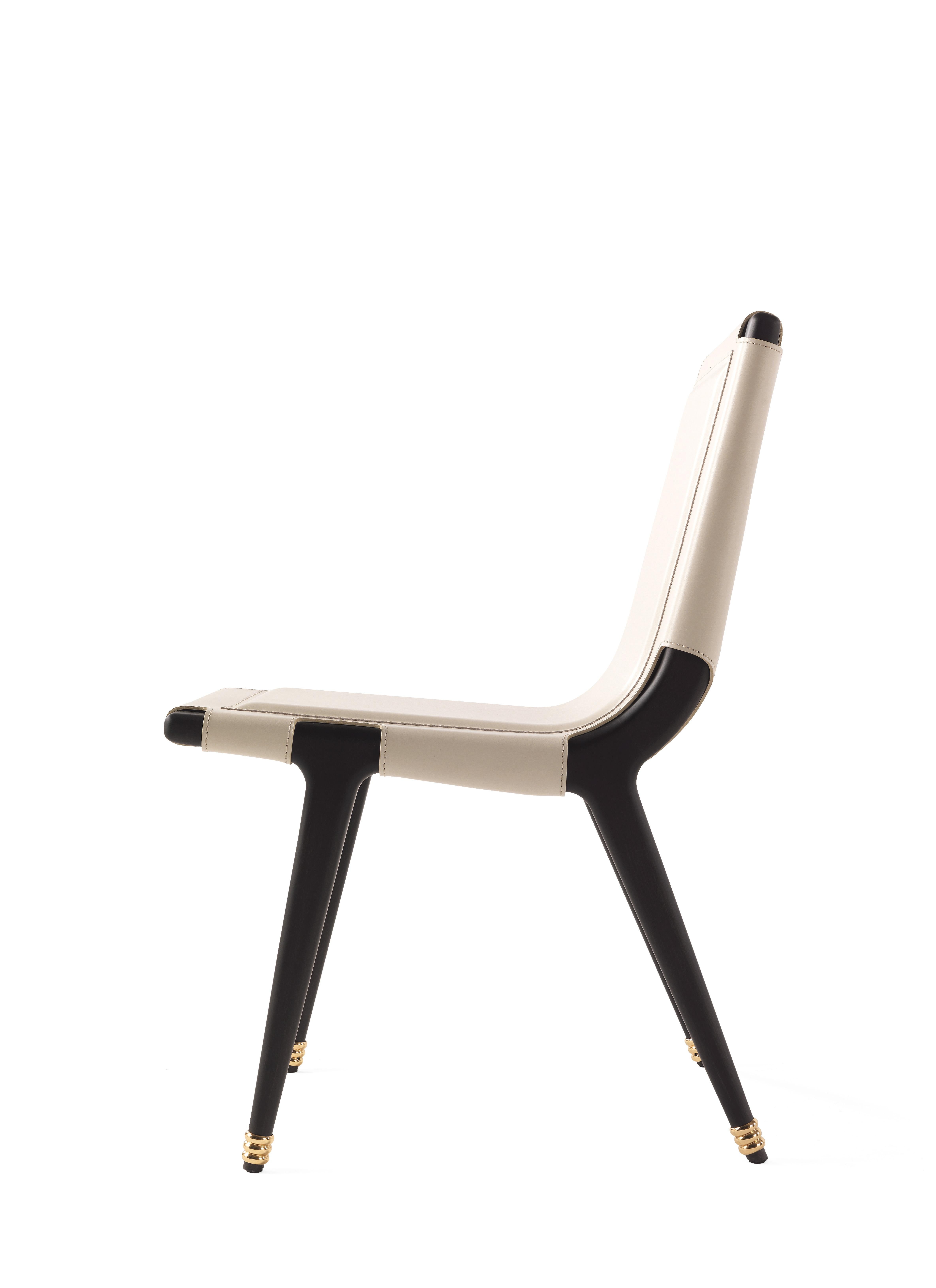 Modern 21st Century Dinka Chair in Leather Col. Milk by Etro Home Interiors For Sale