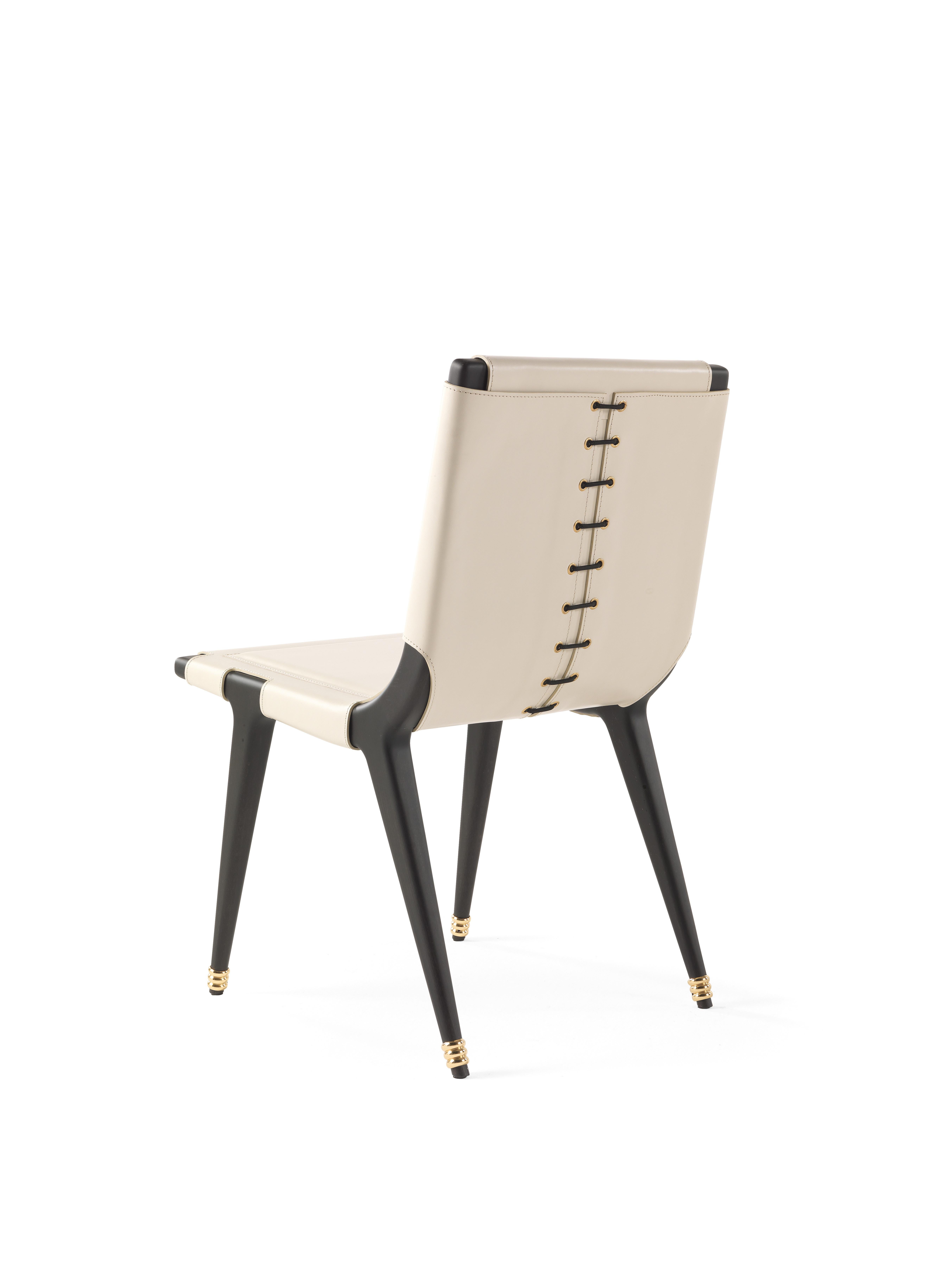 Italian 21st Century Dinka Chair in Leather Col. Milk by Etro Home Interiors For Sale