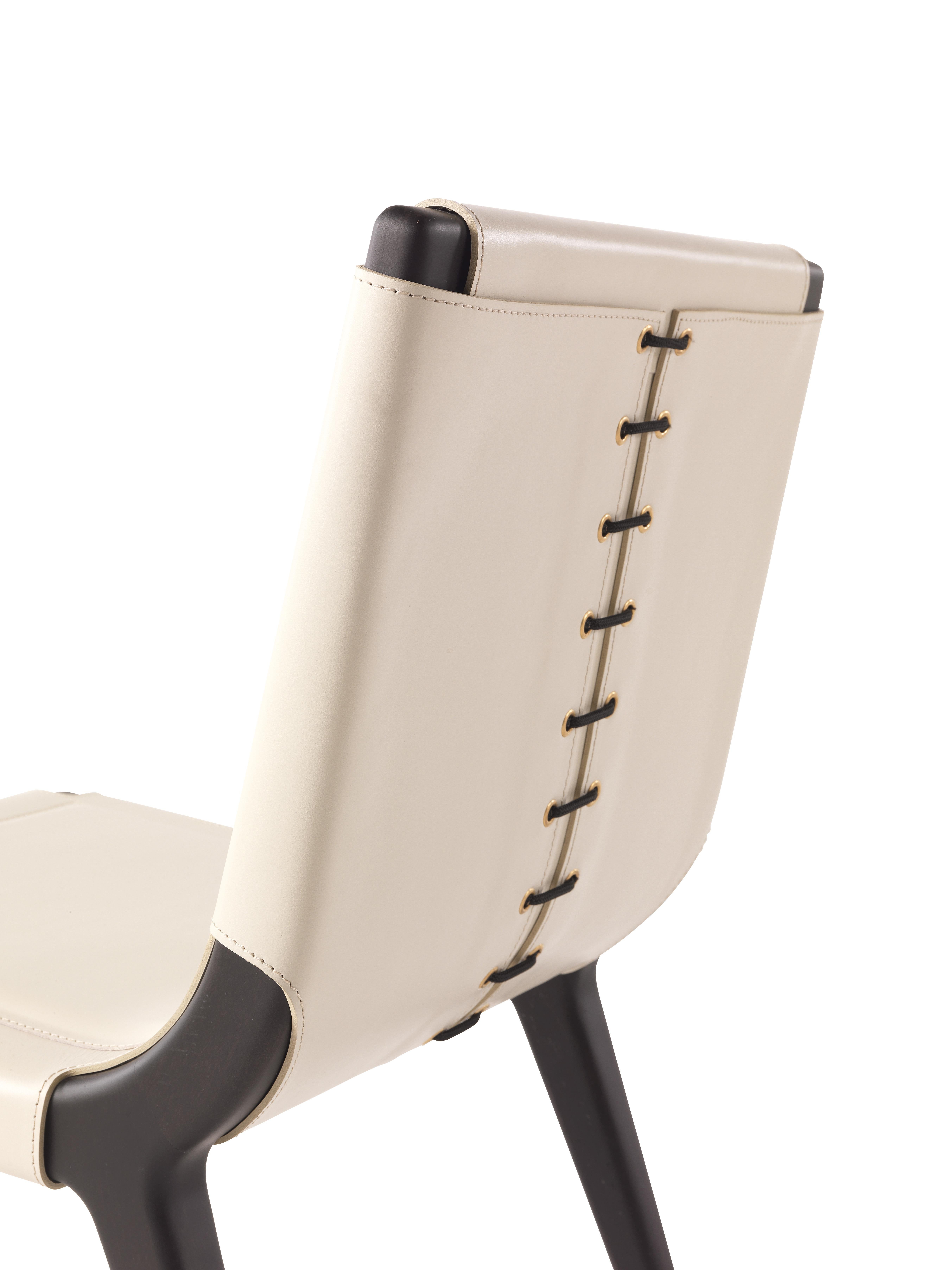 Contemporary 21st Century Dinka Chair in Leather Col. Milk by Etro Home Interiors For Sale