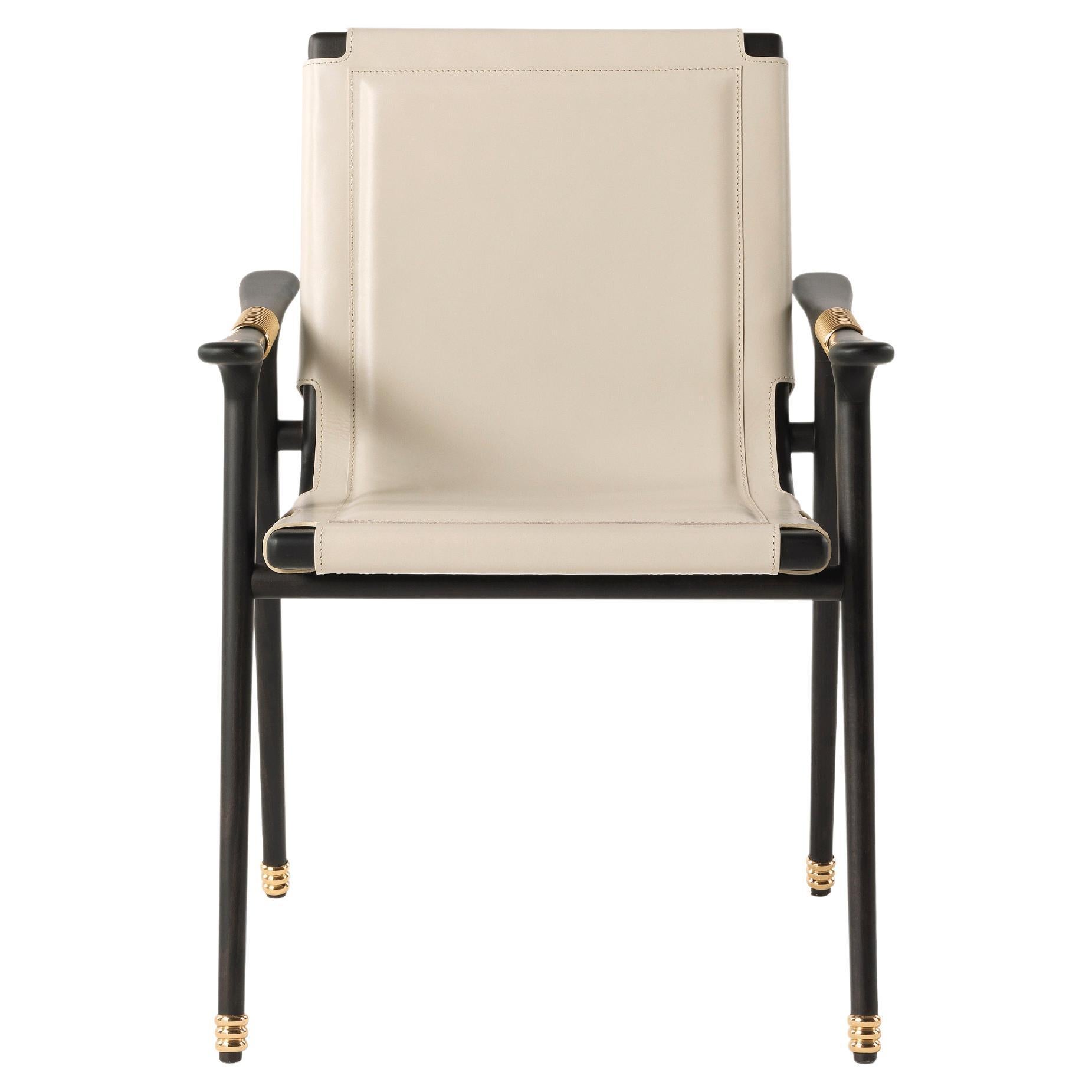 21st Century Dinka Chair with Arms in Leather col. Milk by Etro Home Interiors