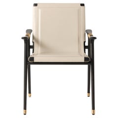 Dinka-Stuhl des 21. Jahrhunderts mit Armlehnen aus Leder. Milch von Etro Home Interiors