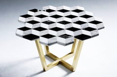 21st Century Diplopia Monochrome Cubic Marble Side Table