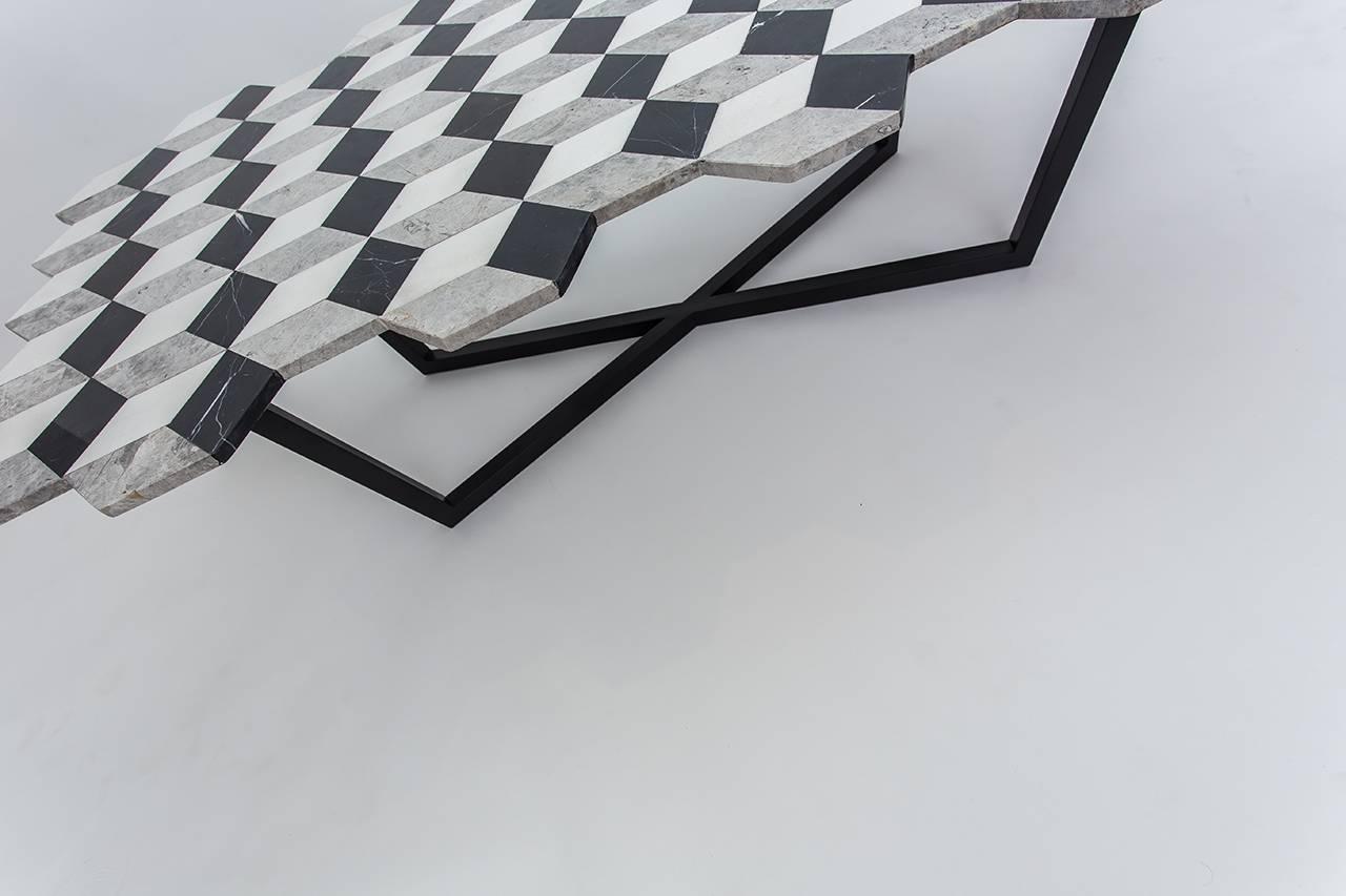 Polished 21st Century Diplopia Monochrome X-Large Cubic Marble Coffee Table For Sale