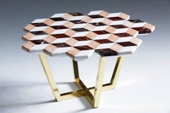 21st Century Diplopia Red Cubic Marble Side Table