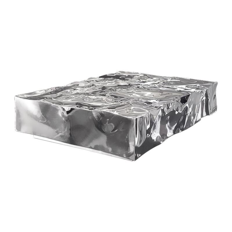 FUCINA "DISTORSIONI CHOPPYWATER" Low Table Stainless Steel Mirror Polished For Sale