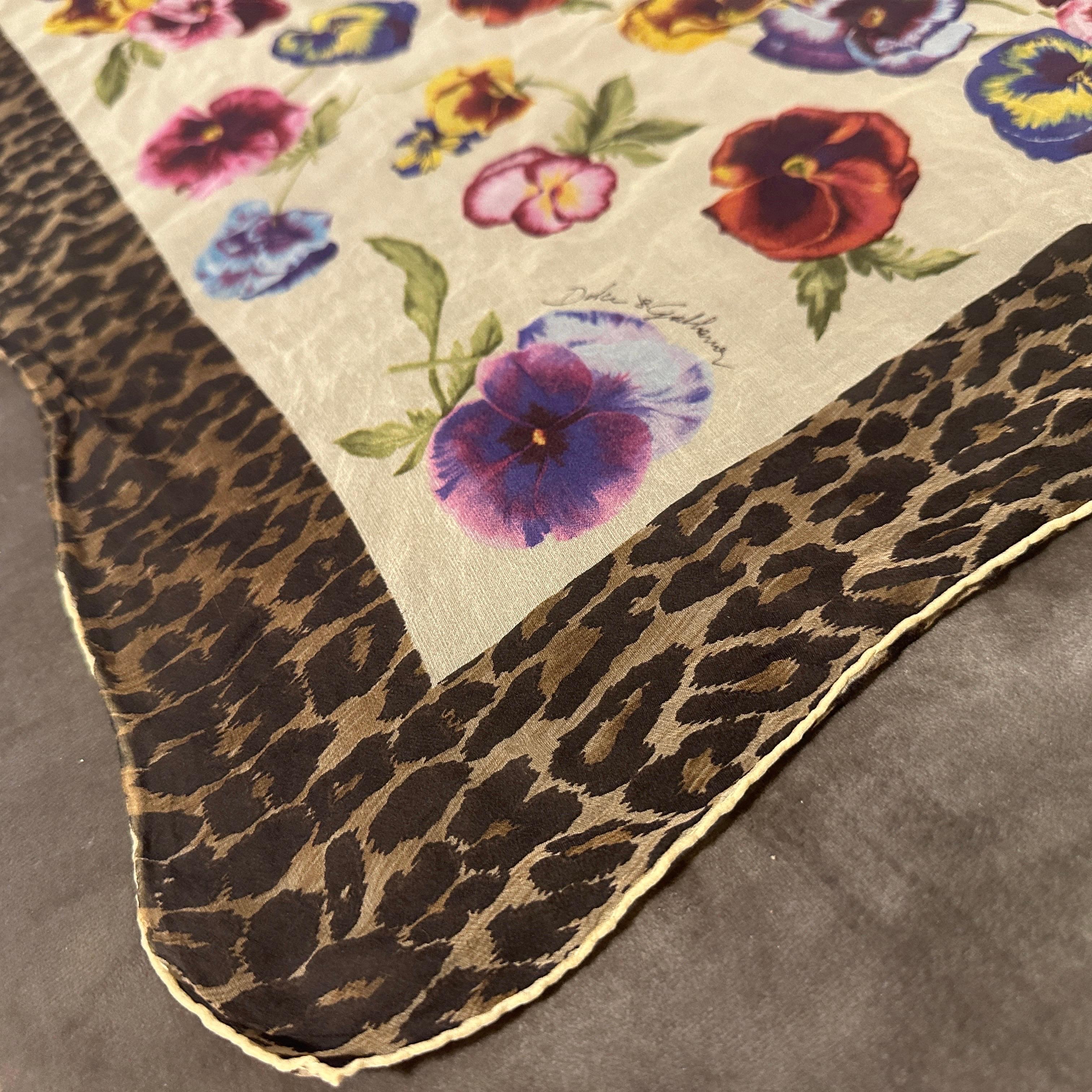 21st Century Dolce & Gabbana Animalier and Flower Silk Scarf For Sale 2