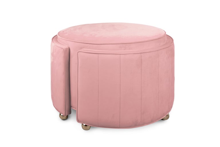 21st Century Donna Ottoman Stool Velvet Pinewood For Sale at 1stDibs