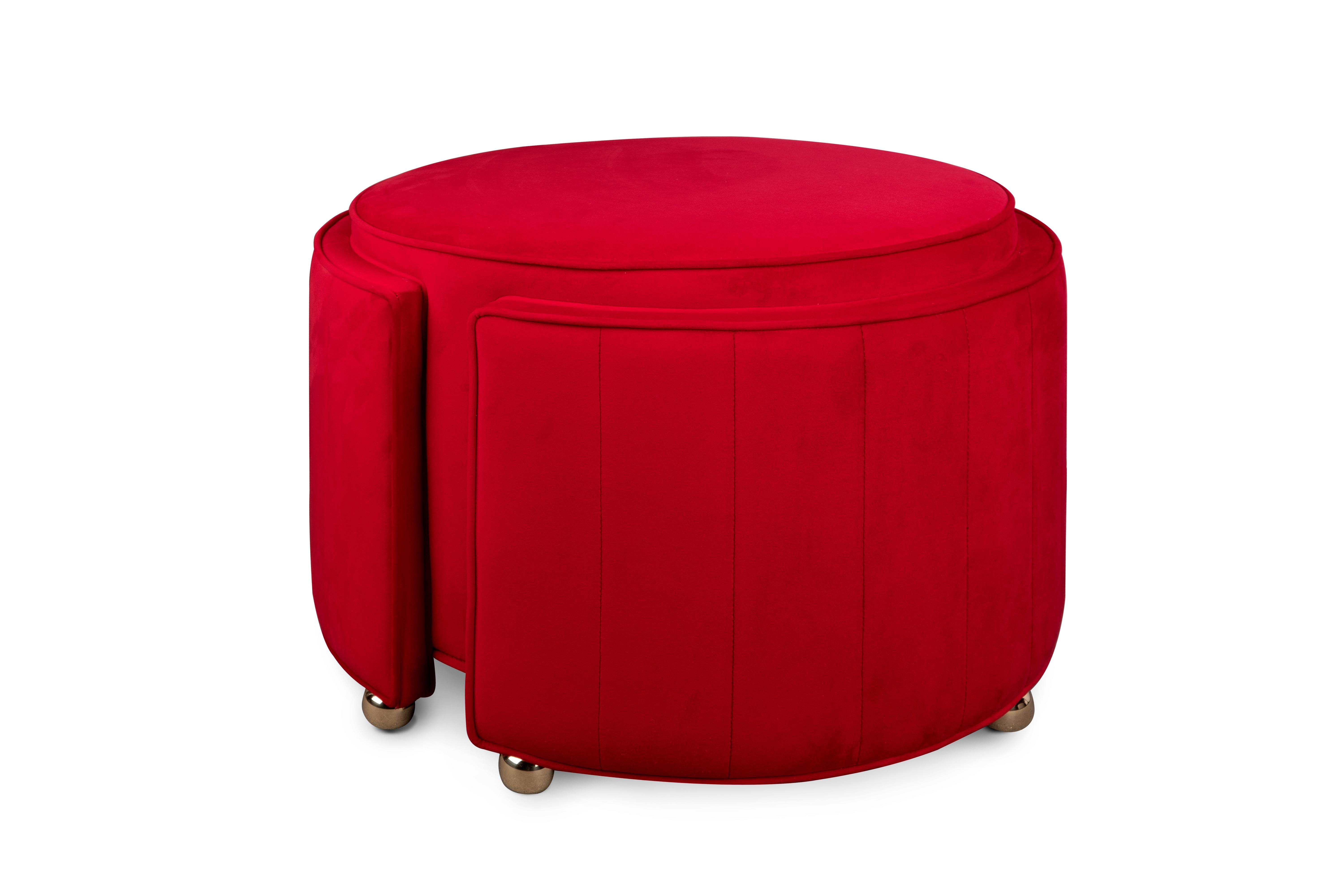 21st Century Donna Ottoman Stool Velvet Pinewood In New Condition For Sale In RIO TINTO, PT