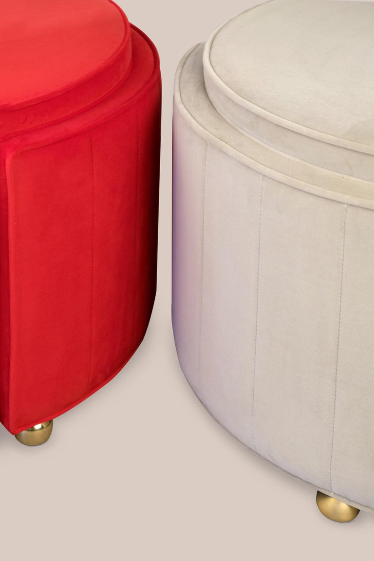 21st Century Donna Ottoman Stool Velvet Pinewood For Sale at 1stDibs