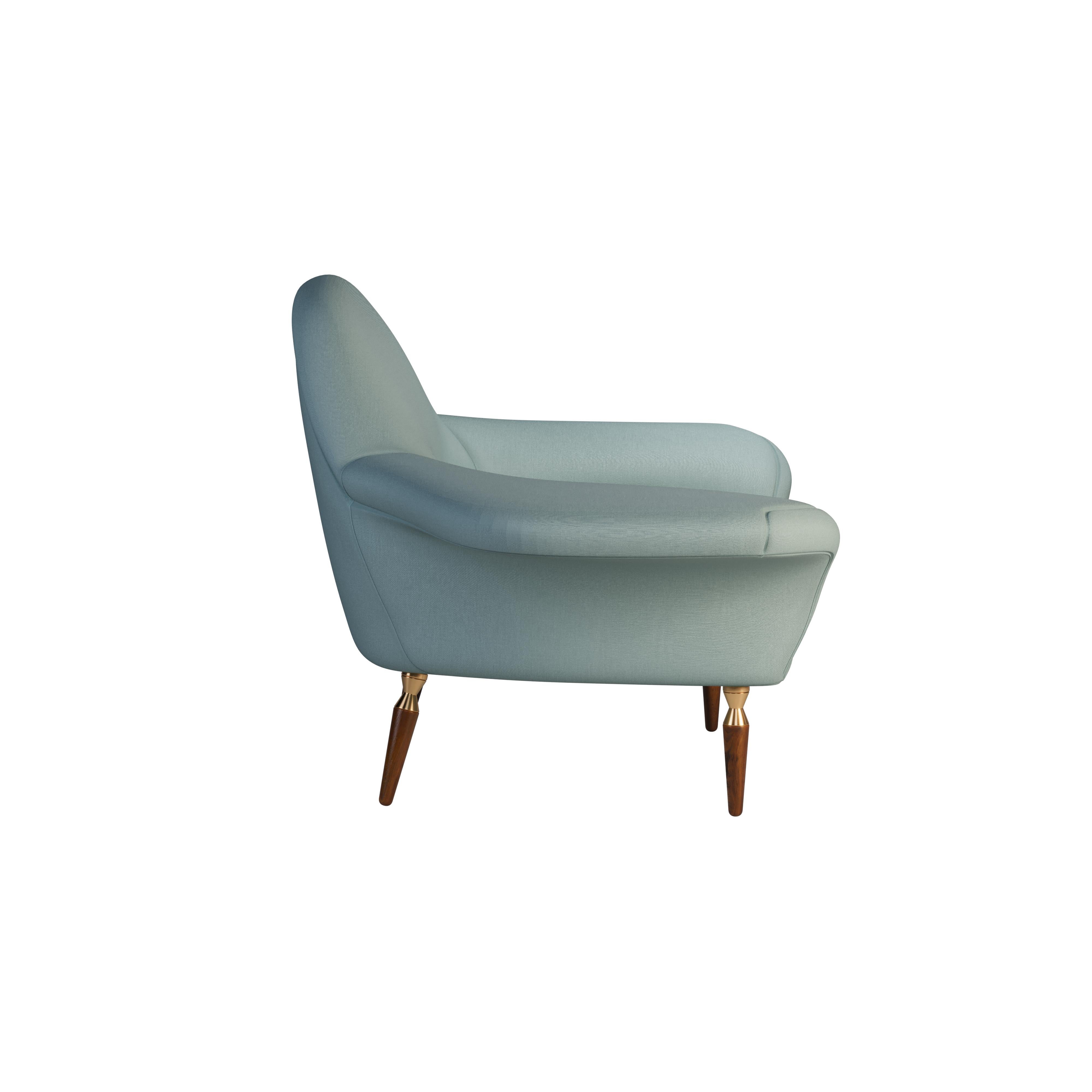 21st Century Dorothy Armchair Brushed Brass Legs Chenille Jacquard In New Condition For Sale In RIO TINTO, PT