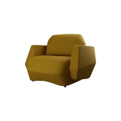 Modern Dune Armchair Mustard plain weave handcrafted by Murmurio