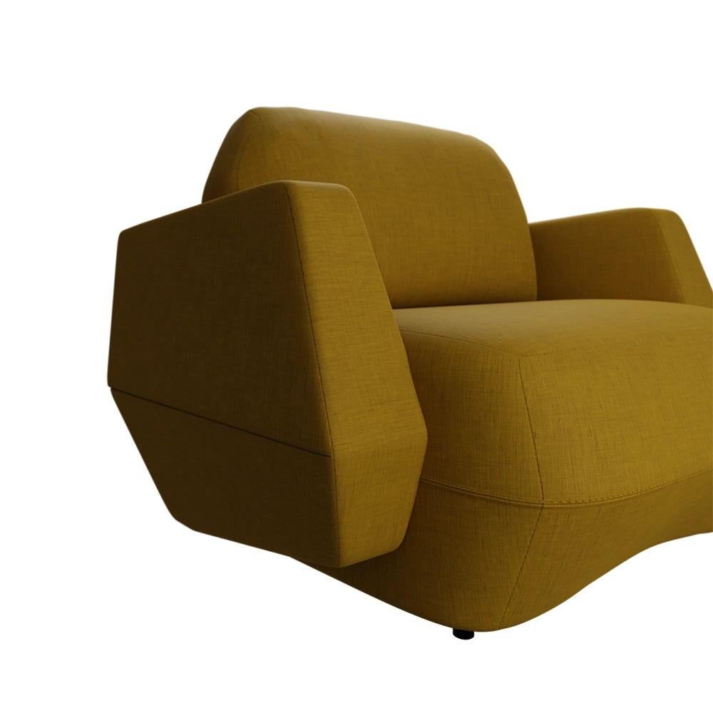 Fauteuil Dune moderne tissé uni moutarde à la main par Murmurio Neuf - En vente à Lordelo, PT