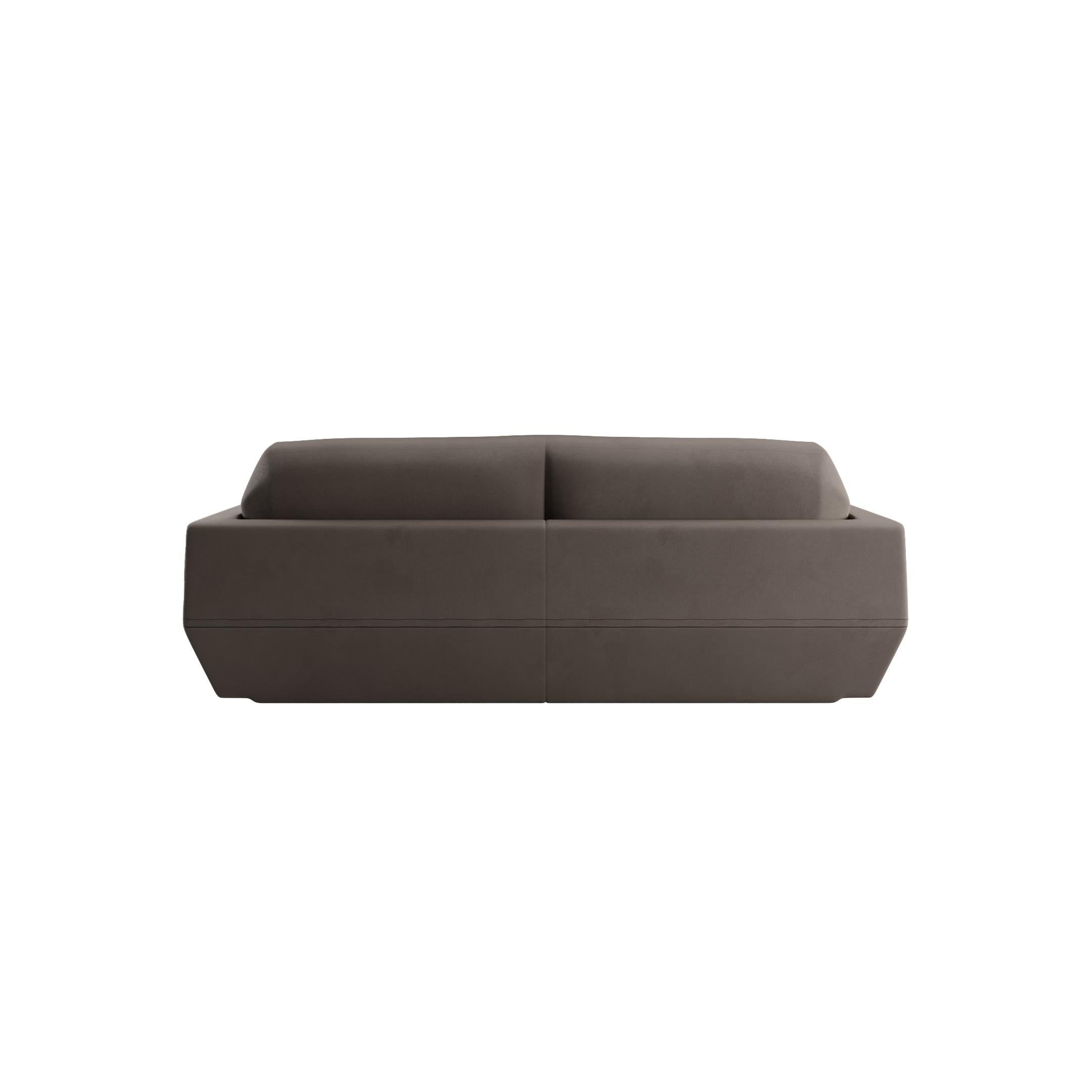 Modern Dune Two-seater sofa gray plain weave handcrafted by Murmurio In New Condition For Sale In Lordelo, PT