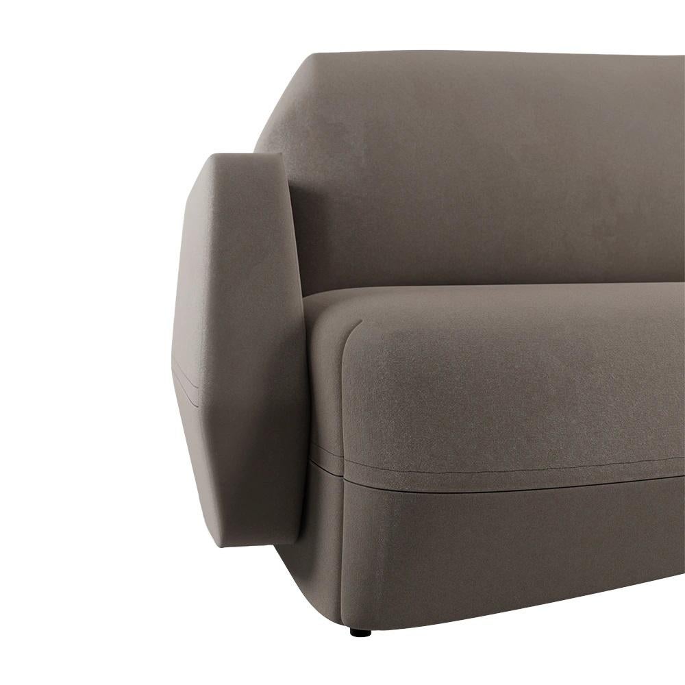 Contemporary Modern Dune Two-seater sofa gray plain weave handcrafted by Murmurio For Sale