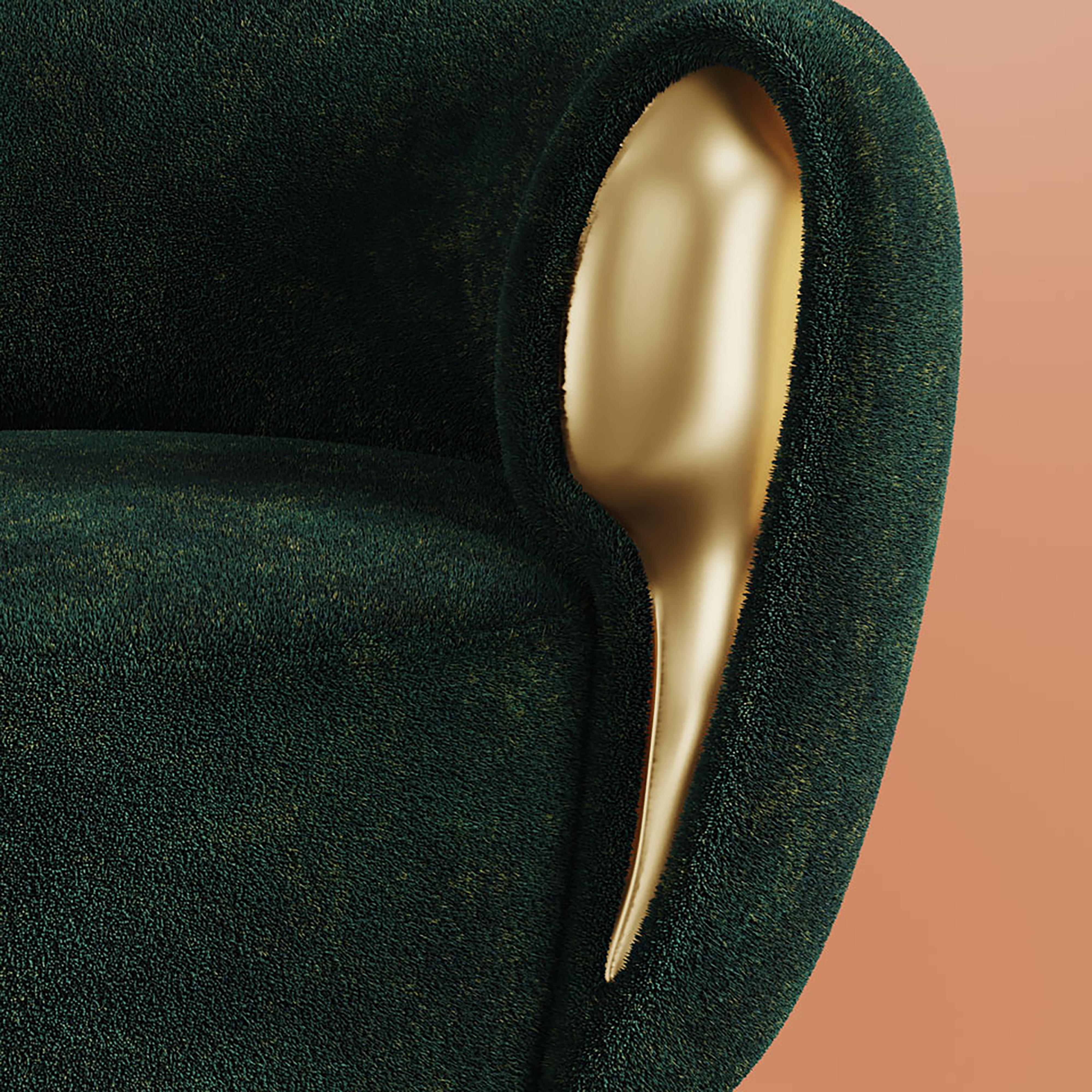 Sillón Eartha Siglo XXI Algodón Terciopelo Latón Made in Portugal by Ottiu en venta 3