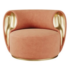 Sillón Eartha Siglo XXI Algodón Terciopelo Latón Made in Portugal by Ottiu