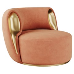 21st Century Eartha Armchair Cotton Velvet Polished Brass