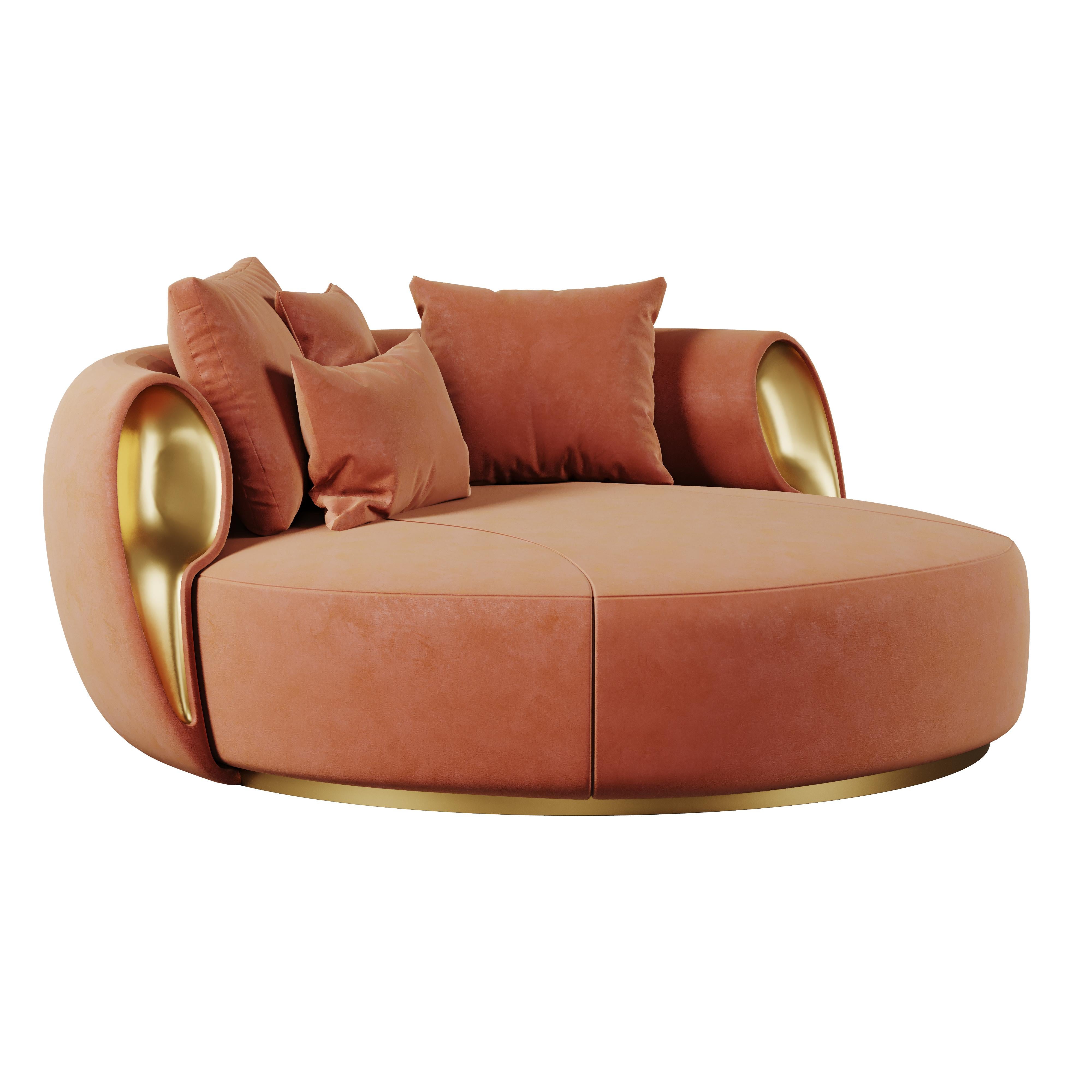 21st Century Eartha Daybed Cotton Velvet Polished Brass In New Condition For Sale In RIO TINTO, PT