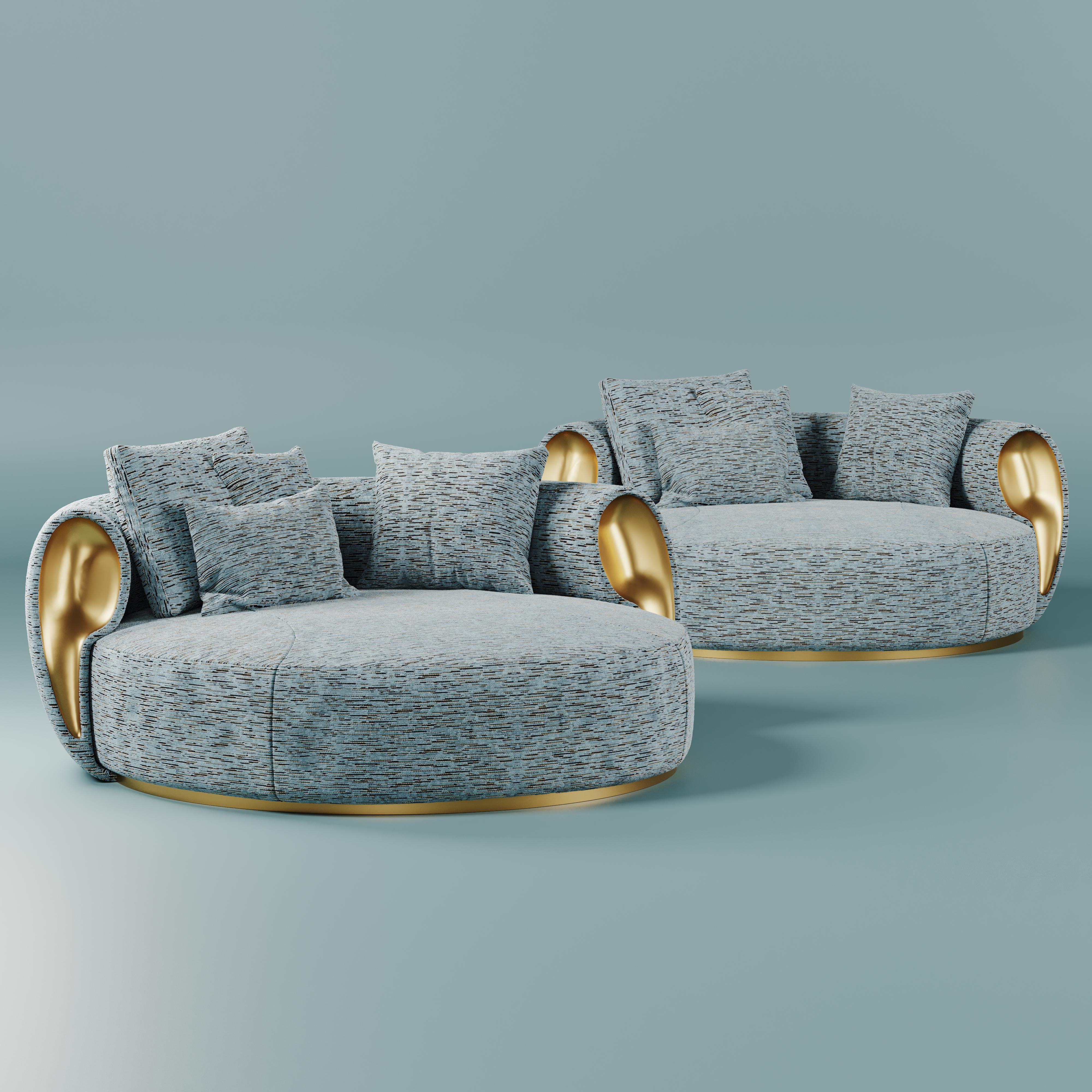 21st Century Eartha Daybed Cotton Velvet Polished Brass For Sale 3