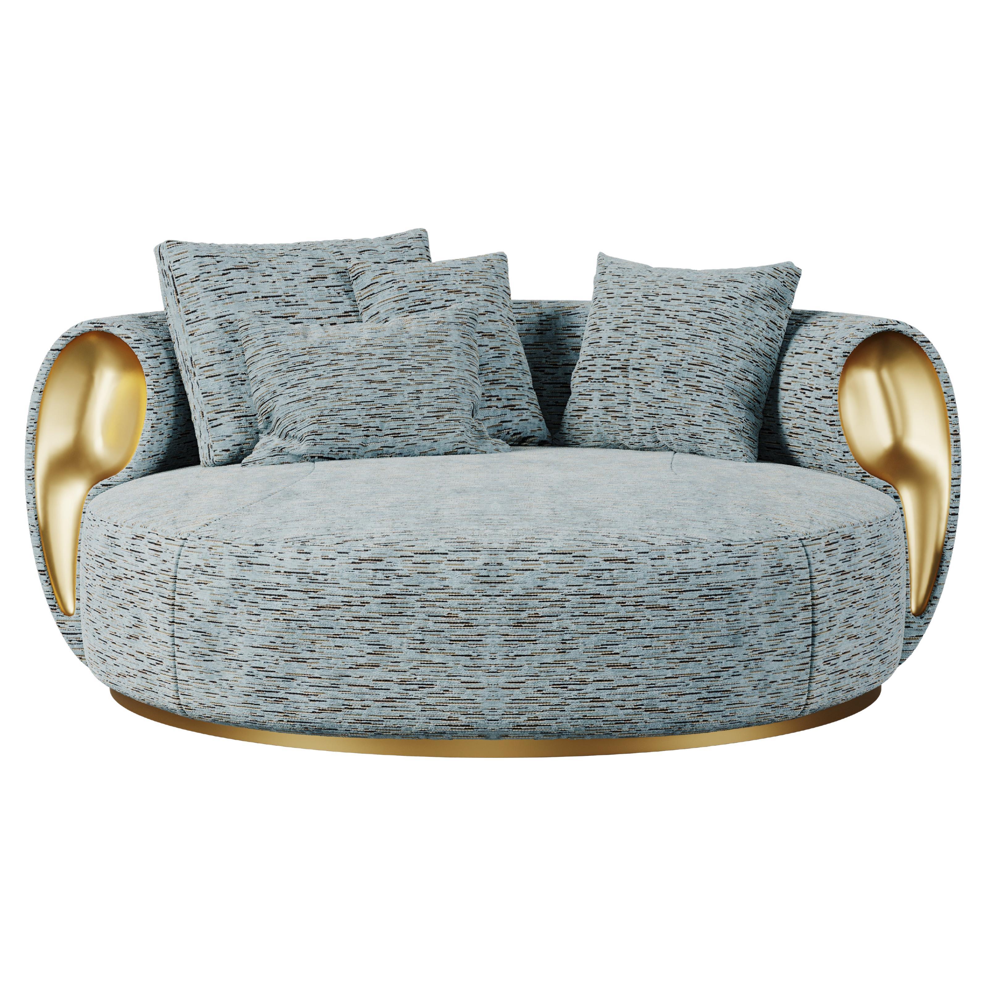 21st Century Eartha Daybed Cotton Velvet Polished Brass For Sale