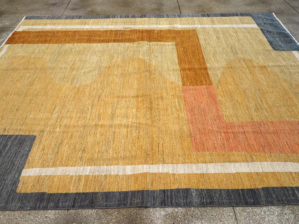 Hand-Knotted 21st Century East Turkestan Art Deco Room Size Carpet For Sale