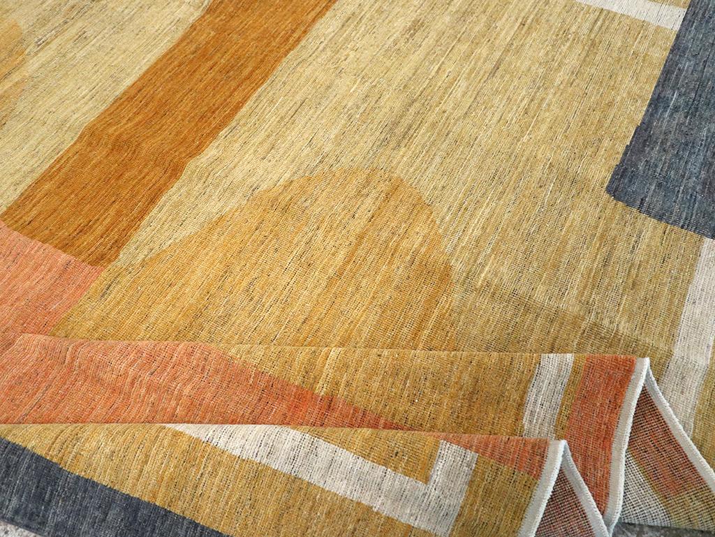 Wool 21st Century East Turkestan Art Deco Room Size Carpet For Sale