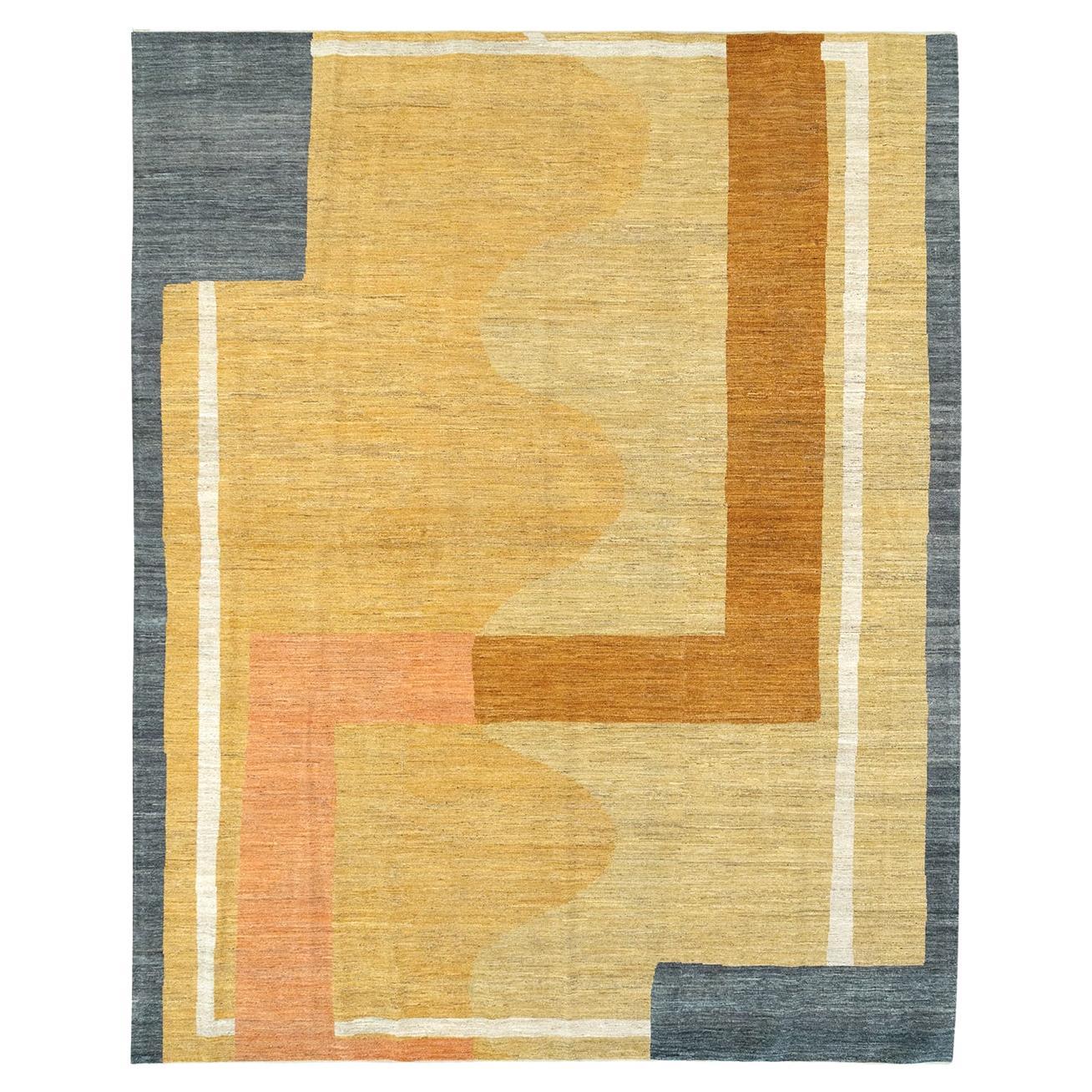 21st Century East Turkestan Art Deco Room Size Carpet For Sale