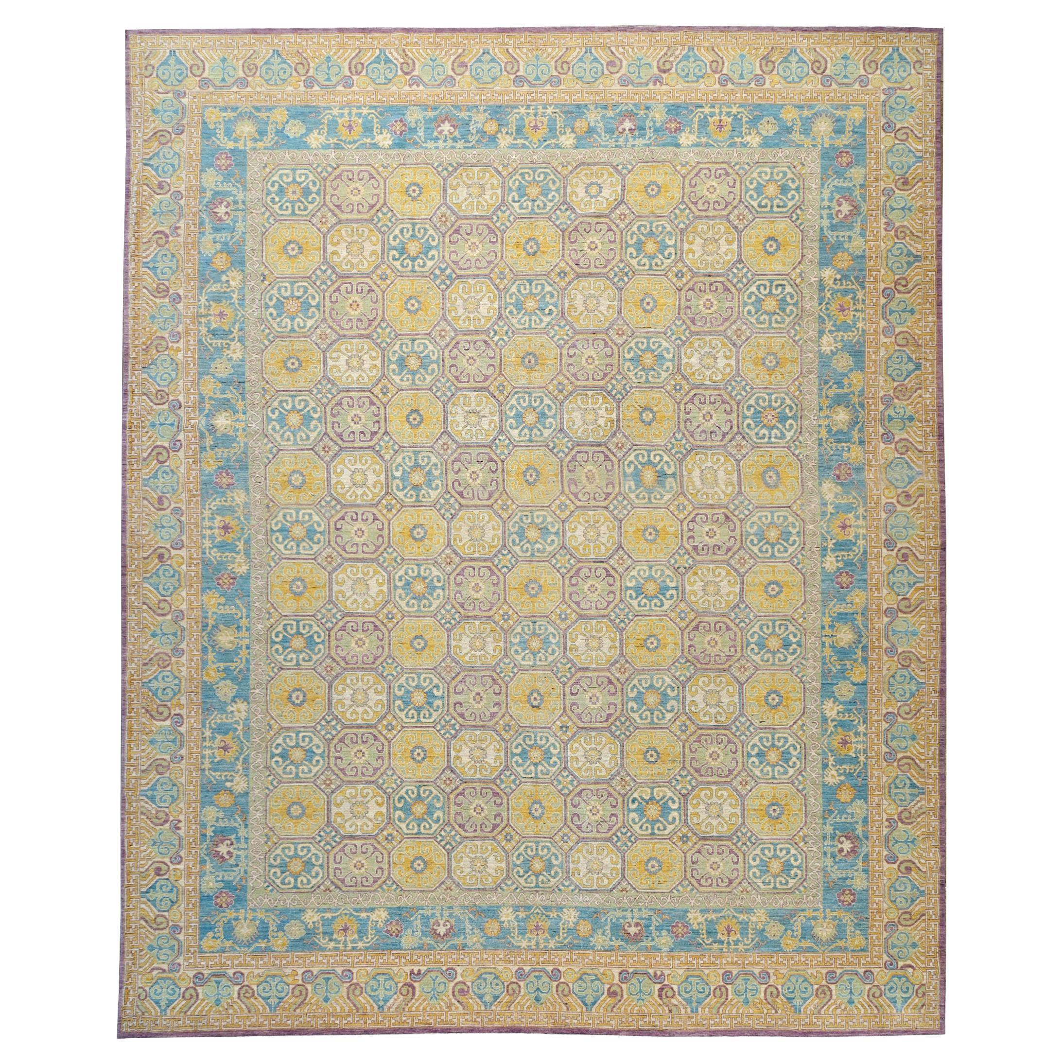 Tapis Khotan du Turkestan oriental surdimensionné du 21e siècle