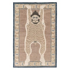 21st Century East Turkestan Khotan Pictorial Accent Rug by Galerie Shabab