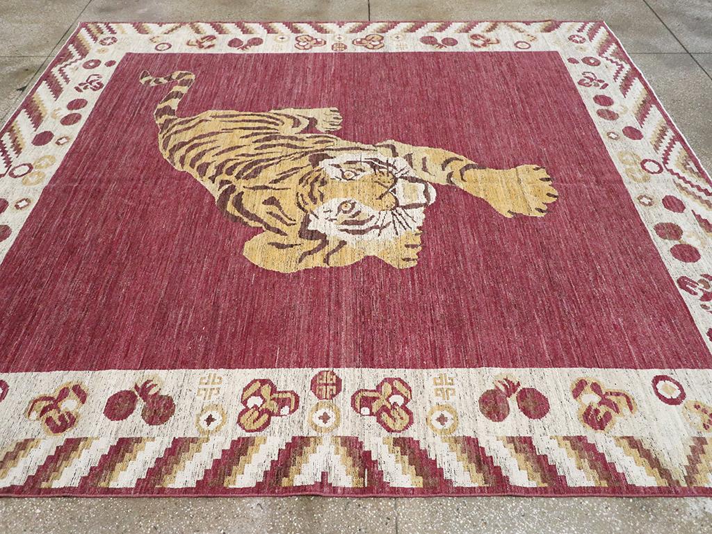 Hand-Knotted 21st Century East Turkestan Khotan Pictorial Room Size Carpet For Sale